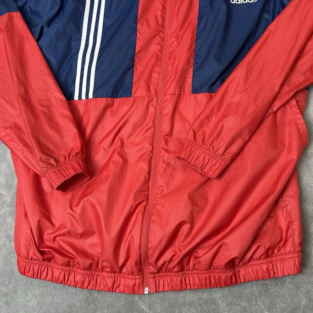 Adidas Windbreaker Axis Full‎ Zip Jacket Mens Hooded Color White, Red & Blue 2XL